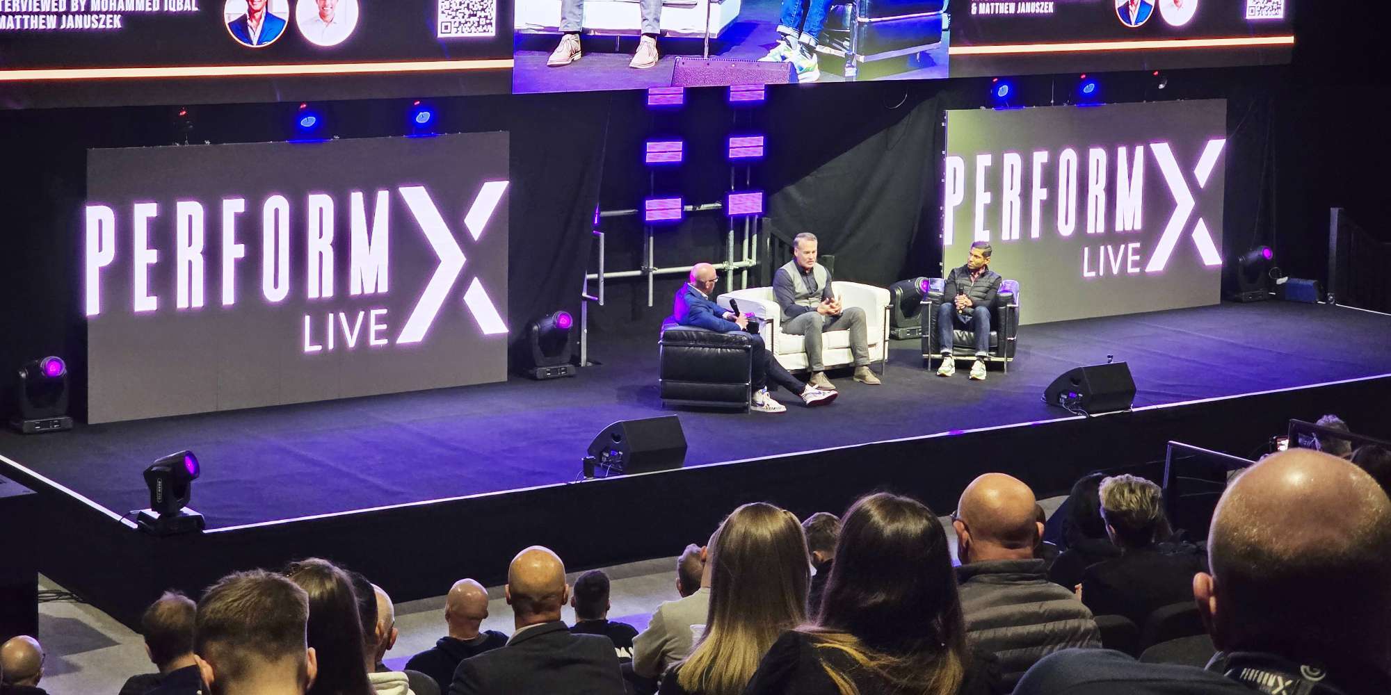 Fitness professionals and entrepreneurs on the main stage at PerformX, in Birmingham's NEC